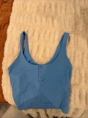 lululemon athletica Light Blue Ribbed Button Tank